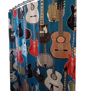 Guitars String Colorful Music Theme Print Shower Curtain For Bathroom 68x72‎ EUC